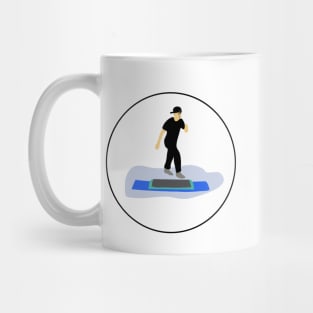 Step aerobics. Sport. Active lifestyle. Interesting design, modern, interesting drawing. Hobby and interest. Concept and idea. Mug